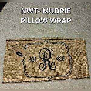 Mud Pie Tan Black Pillow Wrap Monogrammed Letter R Wedding